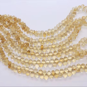Perles de citrine naturelle facettées en forme de larme, taille 4x6 à 7x9 mm, perles de pierre précieuse de citrine en forme de goutte, brin de 20 pouces, perles facettées en forme de larme - Product Image 1