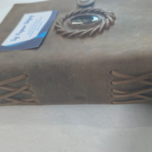 Carnet en cuir véritable fait main avec papier à bords festonnés, 120 feuilles, 240 pages, carnet en cuir vintage, journal d'écriture, qualité supérieure - Product Image 2