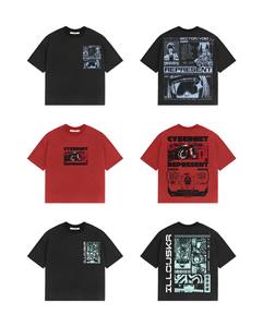 Collection de t-shirts graphiques surdimensionnés noirs |   T-shirt Streetwear Sector Void Cybernet |   T-shirt coupe ample personnalisé OEM Marque privée - Product Image 1