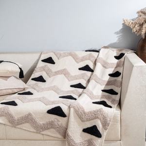 Manta de Jacquard de algodón 100% personalizada OEM, manta multicolor con mechones a mano y flecos largos - Product Image 2