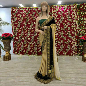 Sari Tradicional Indio/Pakistaní Más Buscado, Exclusivo, de Georgette con Trabajo de Lentejuelas, Elegante para Bodas y Fiestas - Product Image 1