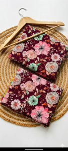 Burgundy Wine and Pastel Pink Floral Botanical Digital Printed Mull Cotton <b>Fabric</b> - Product Image 4