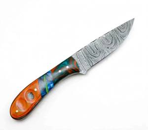 Handcrafted custom <b>profile</b> damascus steel outdoor utility <b>tool</b> with resin and wood handle - Product Image 1