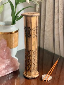 Handcrafted Wooden <b>Incense</b> Stick Holder with Floral Cutout Design Decorative Ash Catcher Home Meditation Yoga and Aromatherapy - Product Image 5