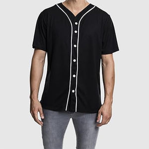 Tira de Botones Bordados en Poliéster Transpirable para Uniforme de Béisbol Americano, Personalizable, en Blanco y Negro, Cuello en V, Manga Corta - Product Image 3