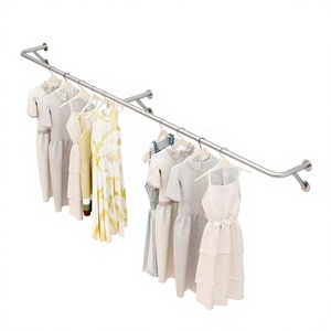 Wall-Mounted Metal Step <b>Shelf</b> 6-Tier Horizontal Garment Rack Polished Anti-Rust Modern Display Rack - Product Image 1