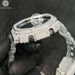 Charm Jewels Luxury Stainless Steel <b>Watch</b> Diamond Encrusted Analog <b>Mechanical</b> Movement Glass Dial 40mm 10 Bar Water Resistant - Product Image 3