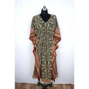 Nuevo Kaftán Indio Bagru con Estampado a Mano, Vestido de Verano, Kimono, Vestido Holgado para Vacaciones, Ropa de Mujer - Product Image 6