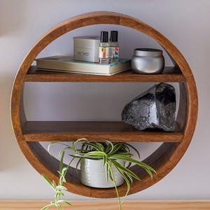 Handcrafted Unique Circular Wall Shelf in Mango Wood - Wholesale B2B - Product Image 1