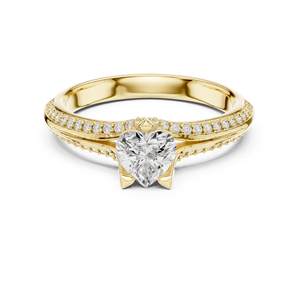 แหวนหมั้นเพชรทรงกลมทองคำโรสโกลด์ 14K สำหรับผู้หญิง |   เพชรที่เพิ่งเพาะเลี้ยง - Product Image 3