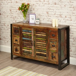 Rustic Reclaimed Wood <b>Sideboard</b> with Metal Frame Handmade Antique <b>Storage</b> Cabinet for Living Room Furniture - Product Image 2