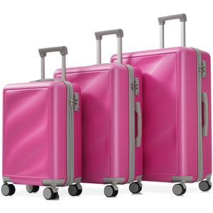 3-Piece Lightweight Durable ABS Luggage Set with Spinner Wheels TSA Lock Checked Travel <b>Suitcases</b> for Holiday Packed in Bag - Product Image 1