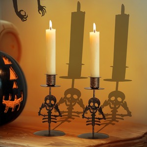 Porte-bougie tête de mort effrayante – Décoration gothique pour les fêtes d'Halloween - Product Image 5