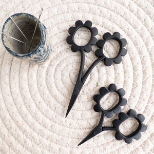 Durable Matte Black Flower Embroidery <b>Scissors</b> Stainless Steel Sharp Tip <b>Sewing</b> Tool for Craft - Product Image 1
