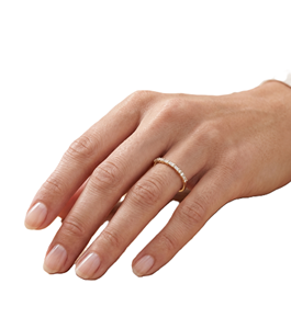 9K 10K Solid Gold Elegant Baguette Round Brilliant Lab Diamond DEF Color VS VVS Clarity Moissanite Half Eternity Engagement Band - Product Image 5