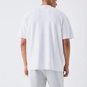 T-shirt Homme Oversize Blanc Col Rond Manches Courtes Style Décontracté 100% Coton Jersey avec Logo Imprimé sur le Devant – Prix Abordable - Product Image 6