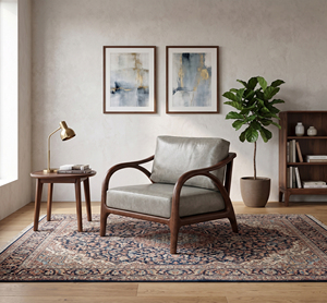 Fauteuil d'appoint moderne en cuir rembourré avec doublure en sherpa et structure en bois pour salon, bureau à domicile, hôtel - Product Image 5