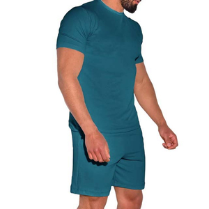 Ensemble décontracté deux pièces à manches courtes et short, personnalisable avec logo, chemise et short unis pour homme, survêtement vierge pour homme avec plusieurs poches - Product Image 4