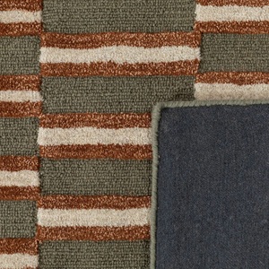 Contemporary Striped Carpet Green Rust Modern Tufted Area Rug Soft Textured Pattern Rug for Living Room Bedroom Decorative <b>Floor</b> - Product Image 3