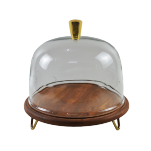 Support à gâteau en bois et verre écologique de designer avec poignées métalliques décoratives, compatible congélateur, idéal pour mariages, anniversaires et fêtes - Product Image 3