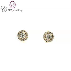 Listo para usar Clásico 18K Au750 Oro blanco 0.66ct Halo Stud Pendiente Diamante natural Regalo de fiesta de boda Hecho PT950 Disponible OEM - Product Image 4