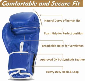 Best Quality Gym Fitness Kickboxing Training Sparring Full Finger Lace Up MMA <b>Gloves</b> Blue Blue Cowhide Leather Boxing <b>Gloves</b> - Product Image 4