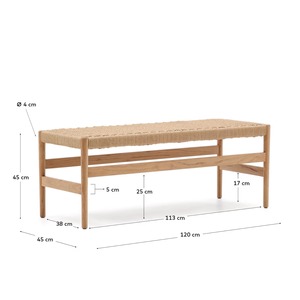 Banco de Asiento Moderno con Tejido de Cuero y Estructura de Madera Resistente – Banco Elegante para Dormitorio, Entrada, Salón y Uso en Hostelería - Product Image 6