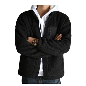Manufacturer Thick Soft Warm Winter Coat Stand Collar Solid Color Custom <b>Mens</b> <b>Sherpa</b> Fleece <b>Jackets</b> - Product Image 2