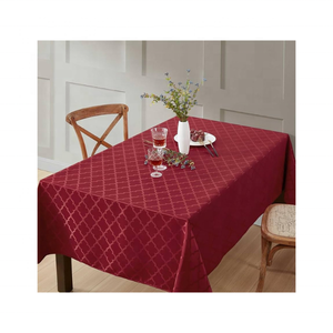 Détail artistique 100% coton solide rouge Jacquard brodé nappe géométrique tissage 220 GSM 8 places inde décor marque privée - Product Image 1
