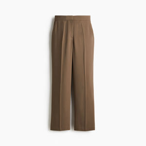 Pantalon pour femme taille mi-haute, coupe large, 100% coton, respirant, séchage rapide, taille élastique, plissé, longueur cheville, couleur unie, style minimaliste - Product Image 3