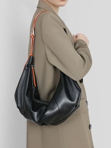 Bolso de Hombro Cruzado de Cuero Genuino Impermeable para Mujer, Estilo Casual, Diseño de Media Luna, con Correa Única y Cierre de Cremallera, Poliéster - Product Image 2