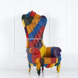 Silla de Trono de Madera Maciza de Caoba Estilo Francés con Respaldo Alto y Color Arcoíris para Banquetes, Villas, Hoteles, Bodas, Salas de Estar y Apartamentos - Product Image 3