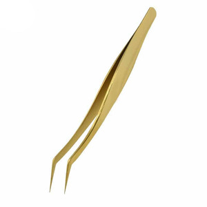 Pince à épiler personnalisée 2026 pour extensions de cils, anti-magnétique, volume, dorée, pour sourcils - Product Image 2