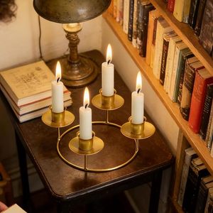 Advent Wreath Candle Holder Gold Metal Round 5-Candle <b>Stand</b> for Table Church Home, Christmas Advent Decorations - Product Image 5