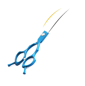 Hot Sale Upward and Downward Curved Hair Scissors Stainless Steel Sharp Blade Right Handed <b>Long</b> <b>Handle</b> Red Finish - Product Image 3