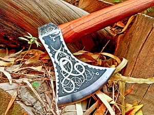 Hache en acier forgé avec manche en bois, lame gravée sur mesure, pour fendre du bois de chauffage, hache de survie pour le camping - Product Image 6