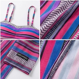 Ensemble tankini rayé en mousseline de soie pour femme grande taille avec short à franges et haut kimono ouvert sur le devant - Product Image 4