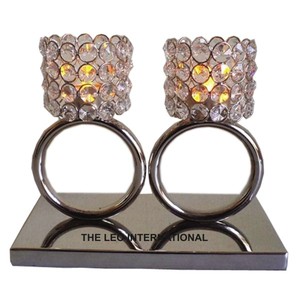 Porte-bougies en cristal faits à la main, artisanat en cristal, logo personnalisé, design moderne unique, porte-bougies décoratif en métal et cristal - Product Image 1