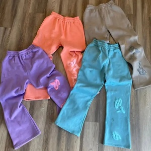 High Quality Custom Fleece <b>Joggers</b> Men Sweatpants French Terry Baggy <b>Stacked</b> Flare Sweat Pants Men - Product Image 5