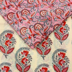 Block Print Cotton Cambric 60X60 Running Fabric Traditional Jaipuri Print Cotton Fabric - Product Image 1