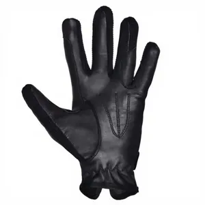 Gants en cuir noir durables à doigts entiers avec sangle de poignet réglable, conçus pour l'équitation, les sports équestres et l'entraînement - Product Image 3