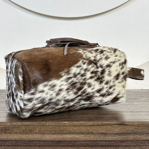 Personalized High Quality Hair on Genuine Cowhide Leather with Tassel Toiletry Bag Makeup Cosmetic Storage Travel Organizer <b>Box</b> - Product Image 4