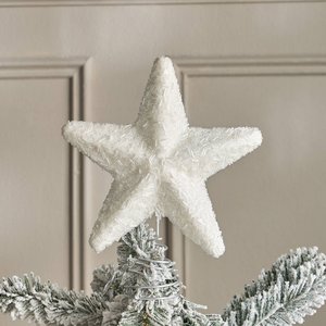 <b>White</b> Beaded Star <b>Christmas</b> Tree Topper with Silver Spiral Spring Base for Winter Holiday <b>Decoration</b> - Product Image 1