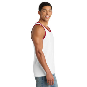 <b>Men's</b> <b>White</b> Cotton Tank Top O-Neck Solid Color Casual Wholesale Ergonomic Fit Muscle Singlet Panel Designed Sports Tank Top - Product Image 2
