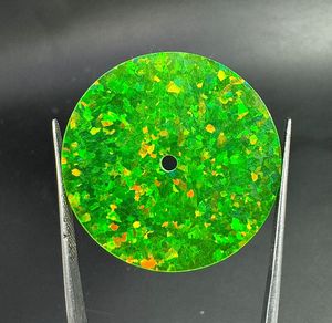 Opale verte de laboratoire à taille plate pour cadran de montre, 31 mm x 0,7 mm d'épaisseur, trou central de 2 mm, pour la fabrication de bijoux, accessoires de montre, K Gems en vrac - Product Image 3