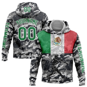Sweat-shirt à capuche sportif camouflage vert-blanc 3D drapeau mexicain, nouveau design personnalisé, vente en gros directe pour l'industrie - Product Image 1