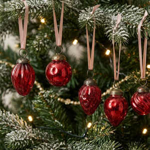 VIXM-50315 <b>Mini</b> Glass <b>Christmas</b> Ornament | Modern Bauble | Red Wine Clear | Gold Turquoise | <b>Tree</b> Decoration | Home Decor - Product Image 3