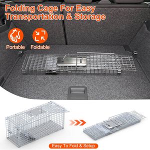 Trappola Pieghevole Resistente da 25,59 Pollici per Animali Domestici con Rilascio Vivi - Per Conigli, Scoiattoli, Opossum, Puzzole, Gattini e Altro! - Product Image 5