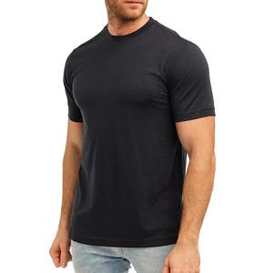 T-shirt noir à col rond et manches courtes pour homme, coupe classique, tricoté, décontracté, respirant, couleur unie, 100 % coton, color block, 320 g - Product Image 1