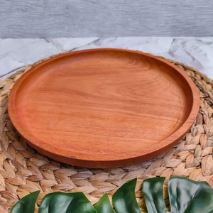 Plato de Madera de Caoba Hecho a Mano |   Plato Redondo de Madera para Servir |   Vajilla Rústica Natural |   Platos Ecológicos para Cocina - Product Image 6